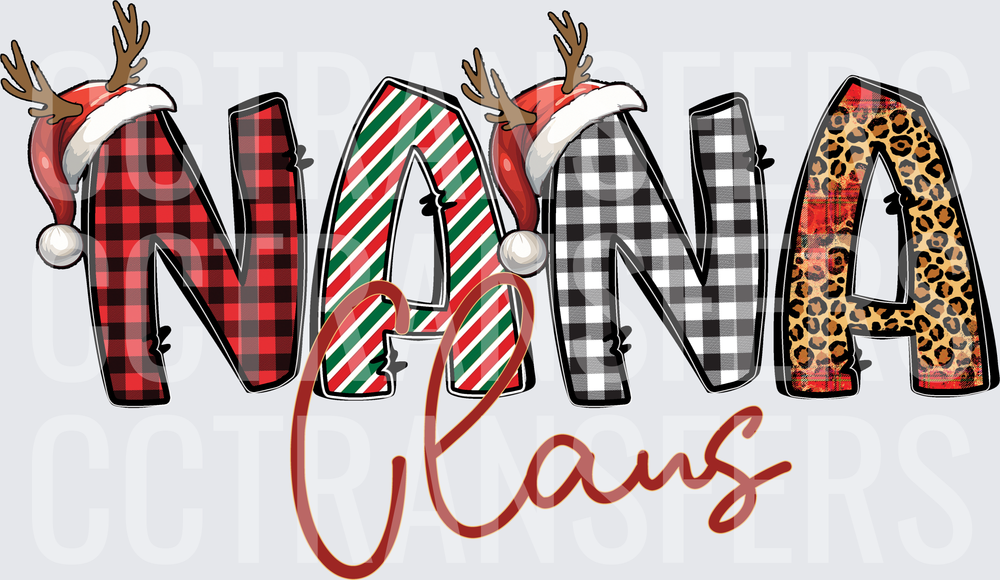 Nana Claus Mixed Pattern Christmas Letters (DTF)