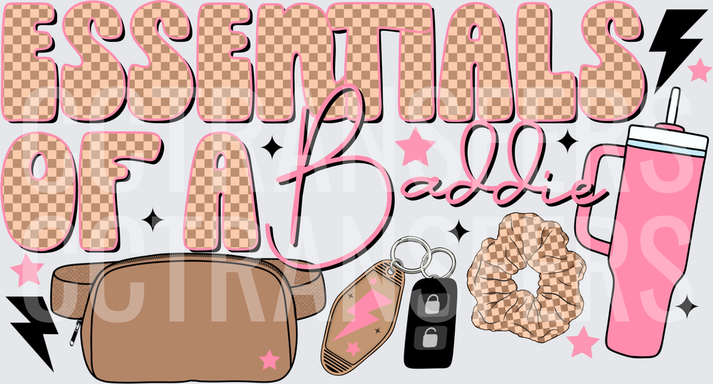 Essentials Of A Baddie Checkered Pink Tumbler Bag DTF
