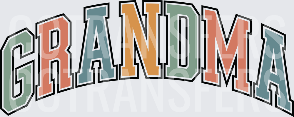 Grandma Arched Varsity Multicolor Letter Design (DTF)