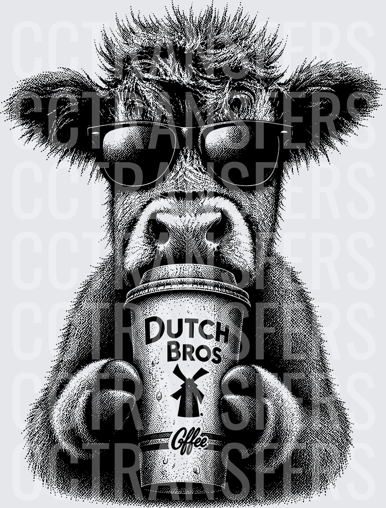 Fluffy Cow Sunglasses Dutch Bros Coffee Cup (DTF)