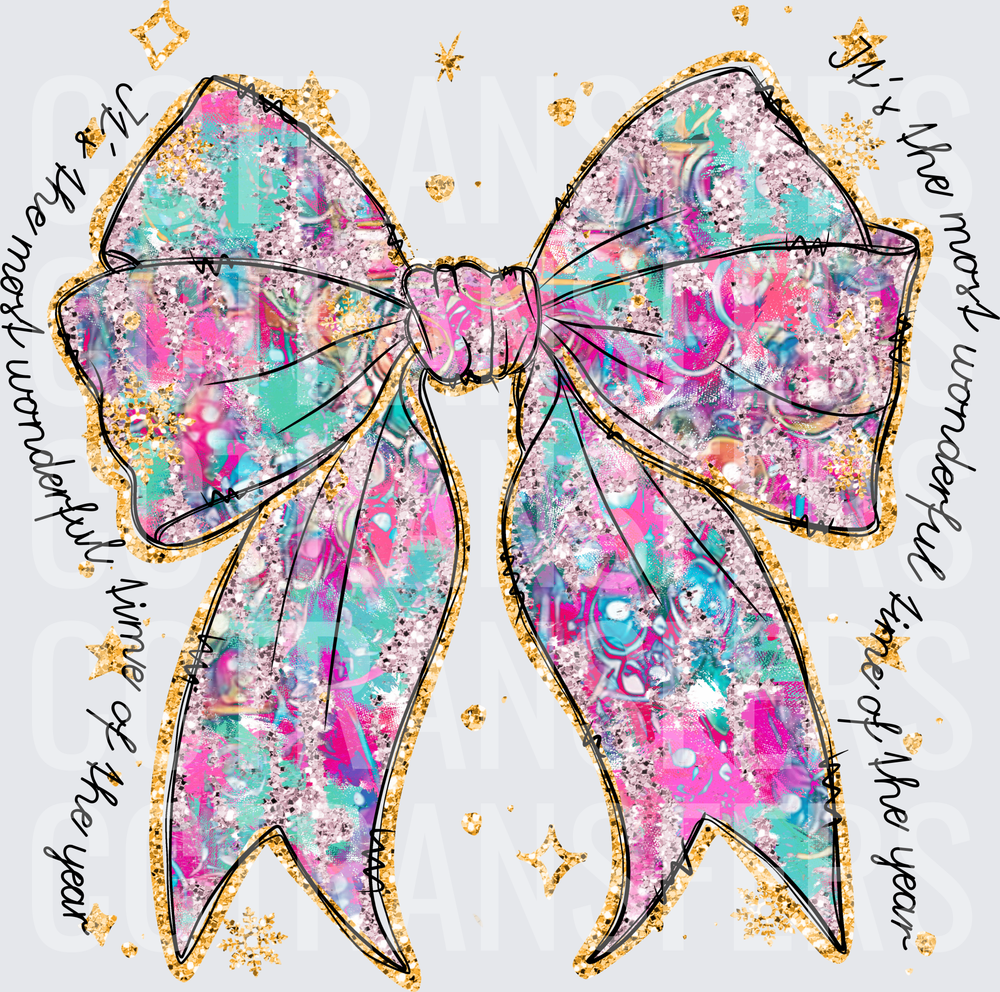 It's The Most Wonderful Time Of The Year Glitter Bow (DTF)