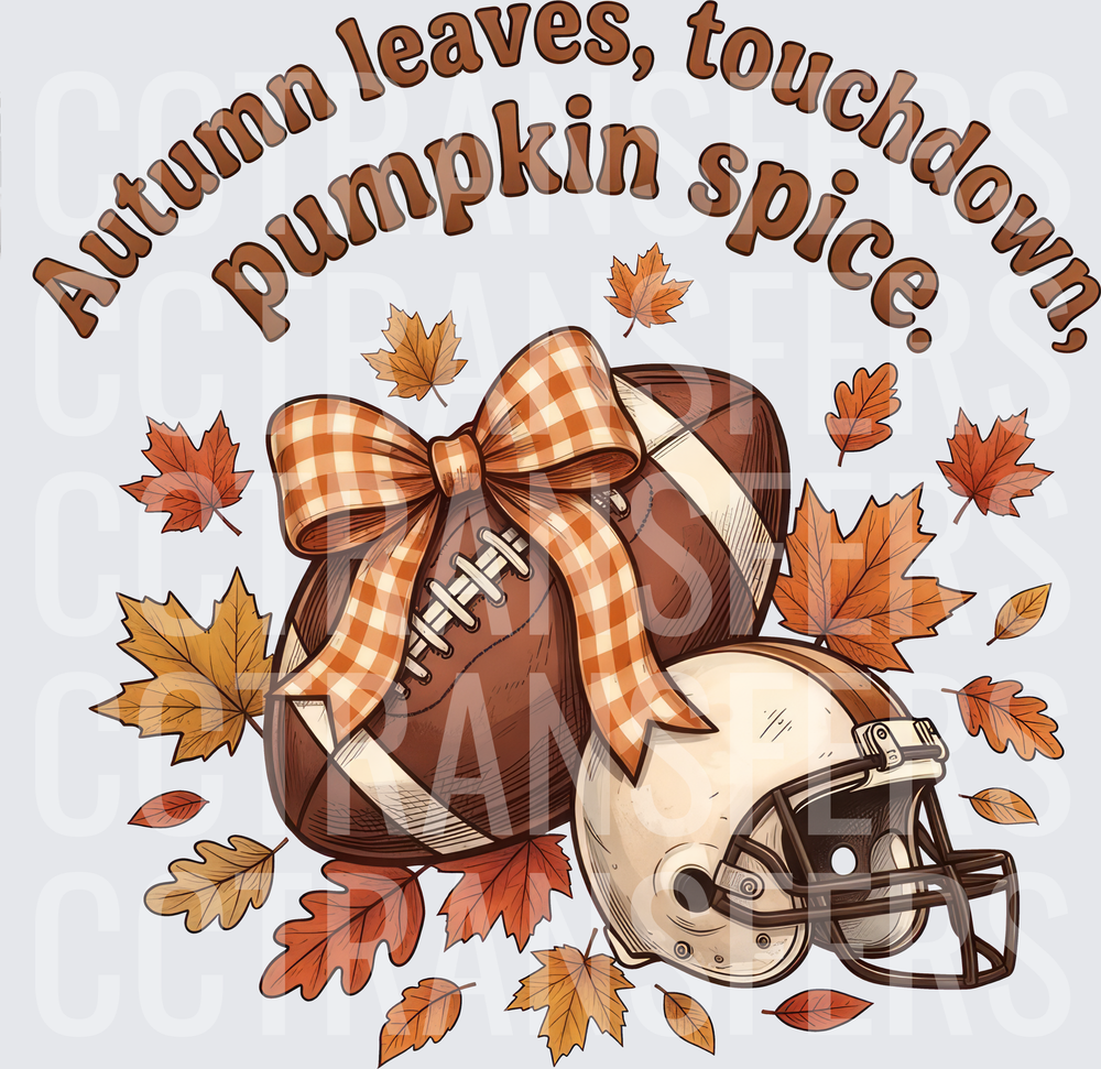 Autumn Leaves Touchdowns Pumpkin Spice Football Bow (DTF)