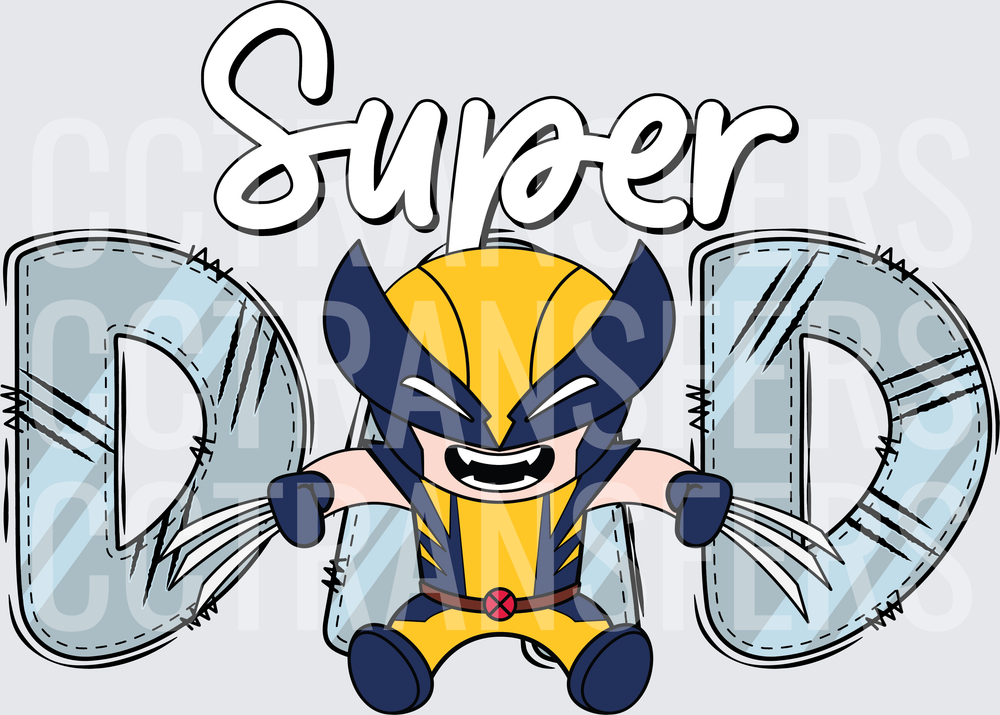 Super Dad Clawed Superhero Chibi Character (DTF)