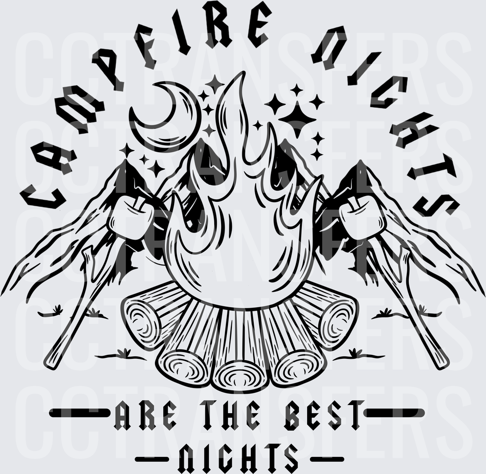 Campfire Nights Are The Best Nights Bonfire Marshmallow (DTF)