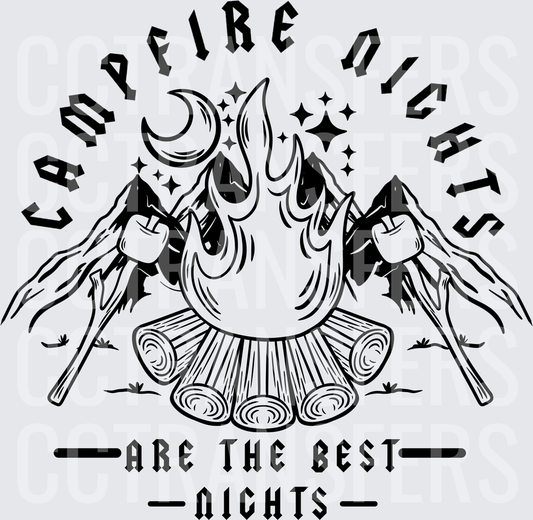 Campfire Nights Are The Best Nights Bonfire Marshmallow (DTF)